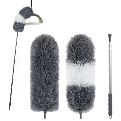 BOOMJOY Microfiber Duster with 254cm Extendable Pole 2 Pack Feather Dusters for Cleaning