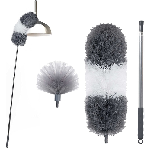 BOOMJOY Microfiber Feather Duster and Cobweb Duster, Bendable Duster with 254cm Extension Pole, Washable Dusters