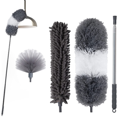 BOOMJOY Microfiber Feather Duster Extendable Bendable Dusters Chenille Duster Cobweb Duster