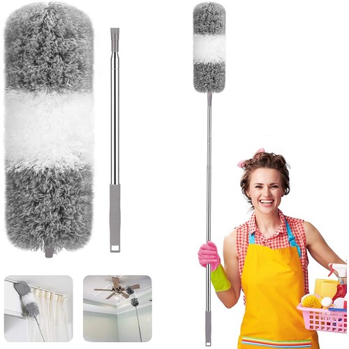 Extendable Microfiber Duster Telescoping Stainless Steel Pole Up to 220cm