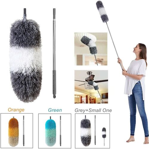 BOOMJOY Microfibre Duster telescopic Feather Duster Brush Stainless Steel Pole