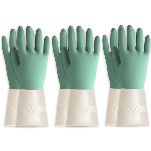 BOOMJOY 3 Pairs Latex Cleaning Gloves Heavy Duty Dishwashing Gloves Reusable Gloves