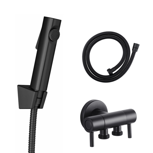 Toilet Bidet Spray Kit Hand Held Shower Head with Dual Control Double Switch Diverter Black