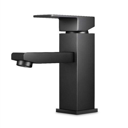 WELS Solid Brass Square Matt Black Basin Mixer Tap Vanity Tap Bathroom Faucet