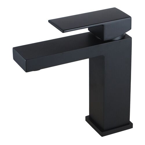 WELS Solid Brass Square Matt Black Basin Mixer Tap Bathroom Sink Faucet