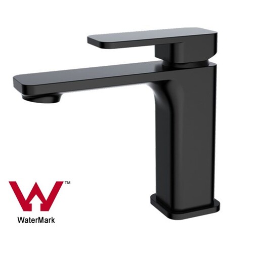 WELS Bathroom Soft Square Solid Brass Matt Black Basin Mixer Tap Vanity Tap Sink Faucet