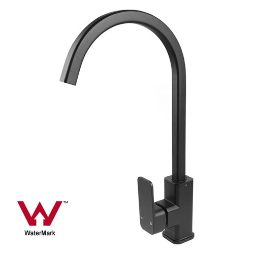 WELS 360?Swivel Gooseneck Kitchen Sink Mixer Tap Bar Faucet Matt Black