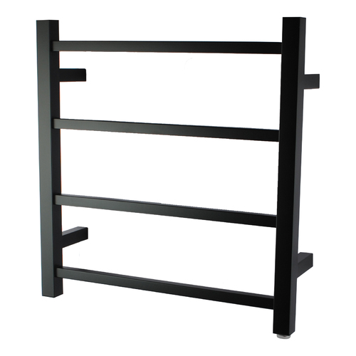 Electric Heated Towel Rack Wall Mounted Towel Rail 4 Bars Square Matt Black