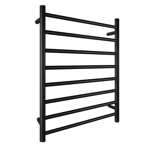 Electric Heated Towel Rack Wall Mounted Towel Rail 8 Bars Round Chrome Black