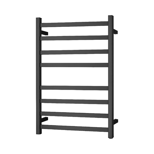 Electric Heated Towel Rack Wall Mounted Towel Rail 8 Bars Square Black