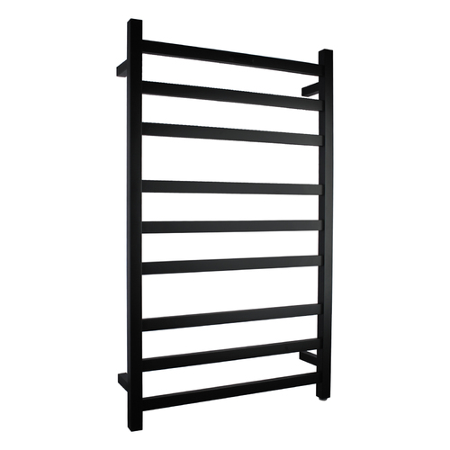 Electric Heated Towel Rack Wall Mounted Towel Rail 9 Bars Square Matte Black