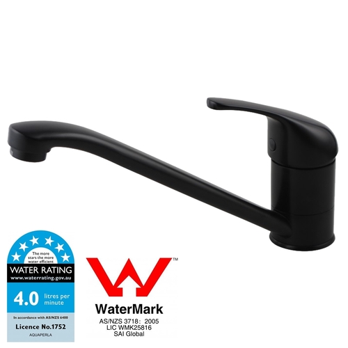 WELS Classic Solid Brass Kitchen Sink Faucet Mixer Tap with 360 Swivel Matt Black
