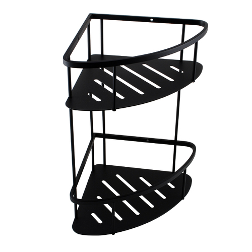 Stainless Steel Shower Corner Caddy Shelf 2 Tier Bath Storage Basket Holder Black