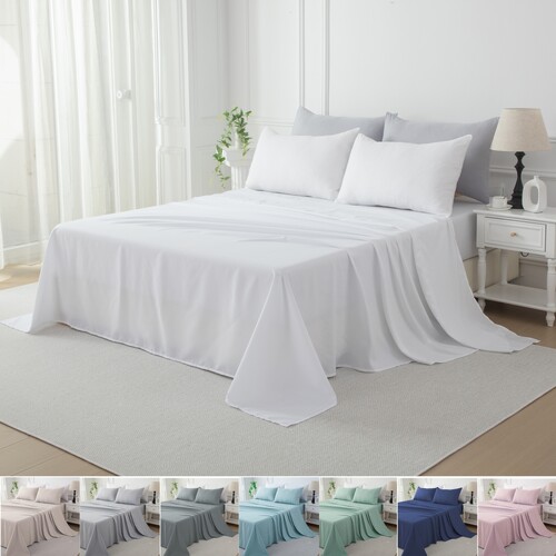 4 Piece Bed Sheet Set Flat Sheet Fitted Sheet 2 Pillowcases Ultra Soft Microfiber Bedding Set