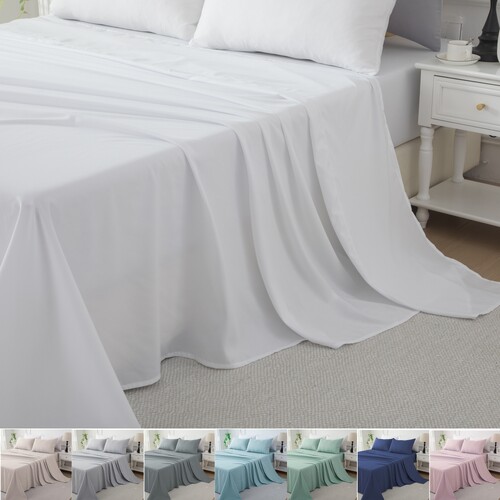 Brushed Premium Microfibre Flat Sheet Only for Ultra Soft Durable Easy Care Single/King Single/Double/Queen/King/Super King Bed
