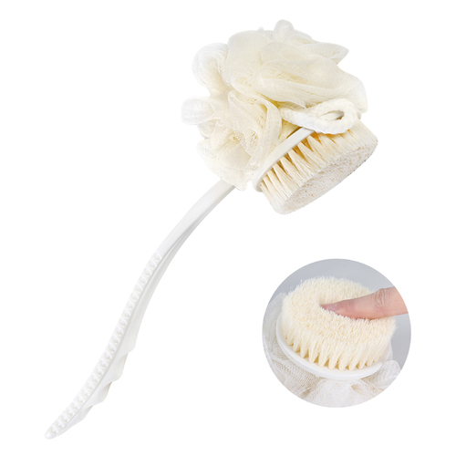 BOOMJOY Shower Back Scrubber Long Handle Body Brush with Bristles and Loofah