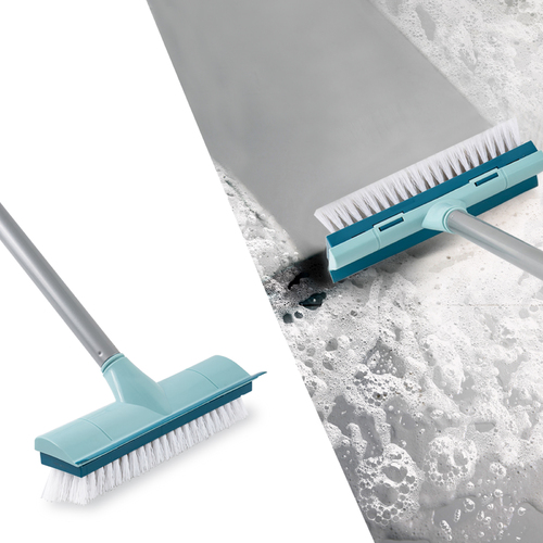 BOOMJOY Floor Scrub Brush with Scrubber Long Handle for Cleaning Tile Bathroom Blue