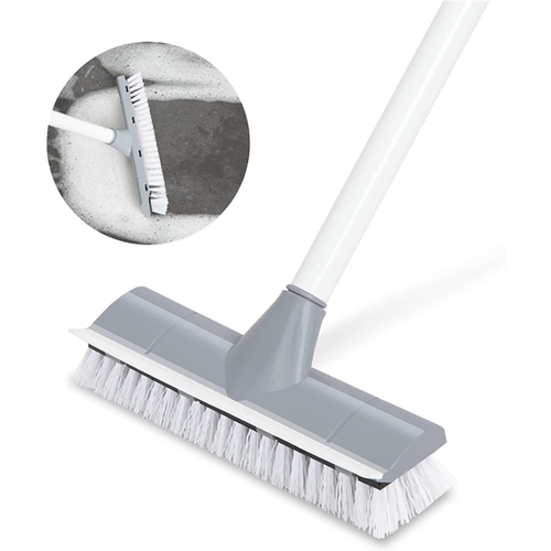 BOOMJOY Floor Scrub Brush 2 in 1 Scrape and Brush Tile Brush with Long Handle