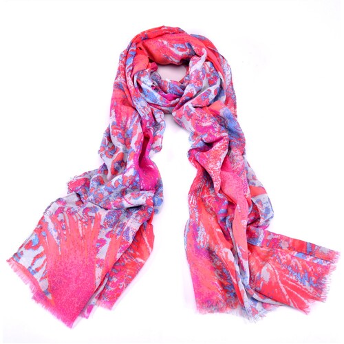 Women Fashion Accessory Exotic Style Pixel Feathers Pink/Blue Everyday Scarf Pink