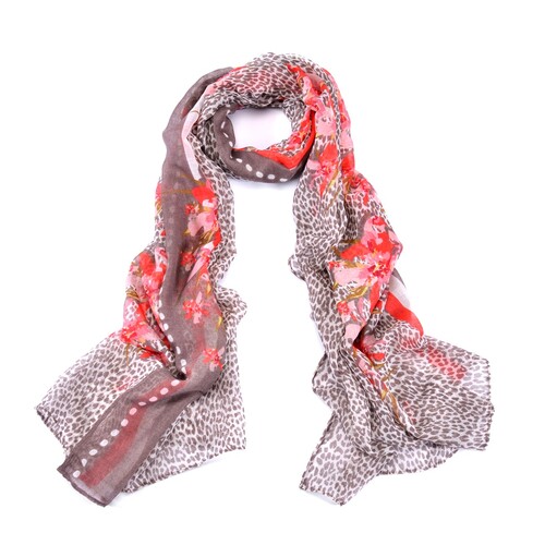 Women Fashion Accessory Street/Urban Style Floral on Leopard Print Scarf