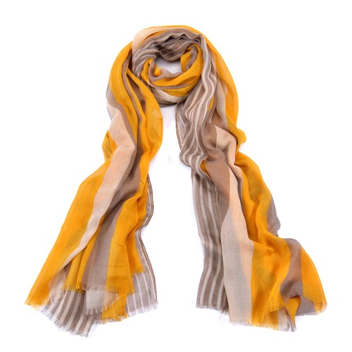 Women Fashion Scarf Lightweight Wrap Shawl Stripe Yellow