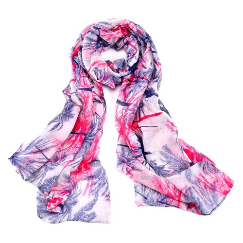 Women Fashion Accessory Exotic/Vibrant Style Palmtree Pattern Everyday Scarf Pink