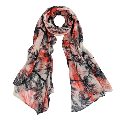 Women Fashion Accessory Exotic/Vibrant Style Palmtree Pattern Everyday Scarf Red
