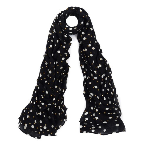 Women Fashion Accessory Street Black Hand Drawn Spangle Dot Scarf/Wrap