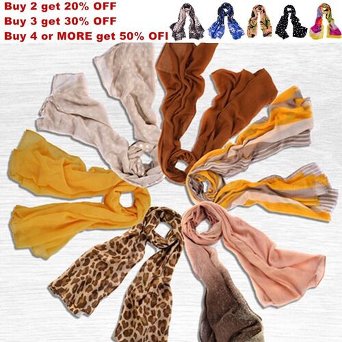 Women Fashion Scarf Lightweight Floral Leopard Dot Stripes Print Wrap Shawl