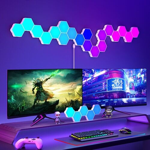 Wifi LED Hexagon Light RGB Panel Light Music Sync App&Remote Control USB Charge