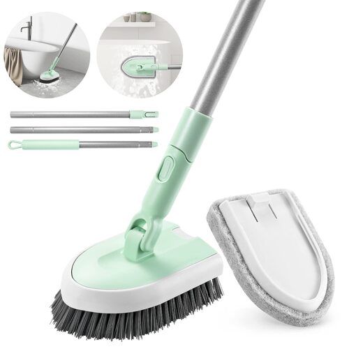 Tile and Tub Brush Shower Scrubber Cleaning Brush Bathtube Brush Stiff Bristles with Long Handle for Cleaning Bathroom Bathtub Floor Wall