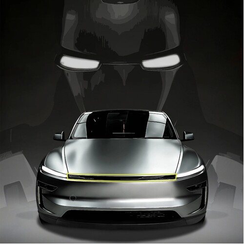Front Light Bar Delete Trim Cover for Tesla Model Y Juniper 2025+ Silver Metallic