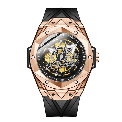 Mechanical Watch Luxury Silicone Strap Luminous Waterproof Automatic Wristwatch Male Military Skeleton Self Winding Clock