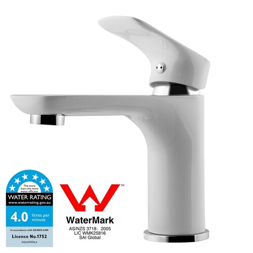 WELS Solid Brass Basin Mixer Tap Bathroom Sink Faucet White & Chrome
