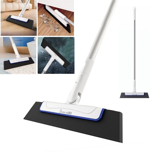 Floor Squeegee Broom Mop EVA Foam Blade Aluminium Handle 180° Rotating Head for Shower Bathroom Pet Hair Fur Floor Window
